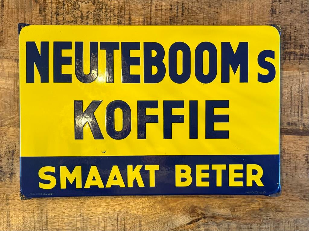 Emaille Reclamebord Neuteboom's Koffie, Verzamelen, Ophalen of Verzenden, Reclamebord