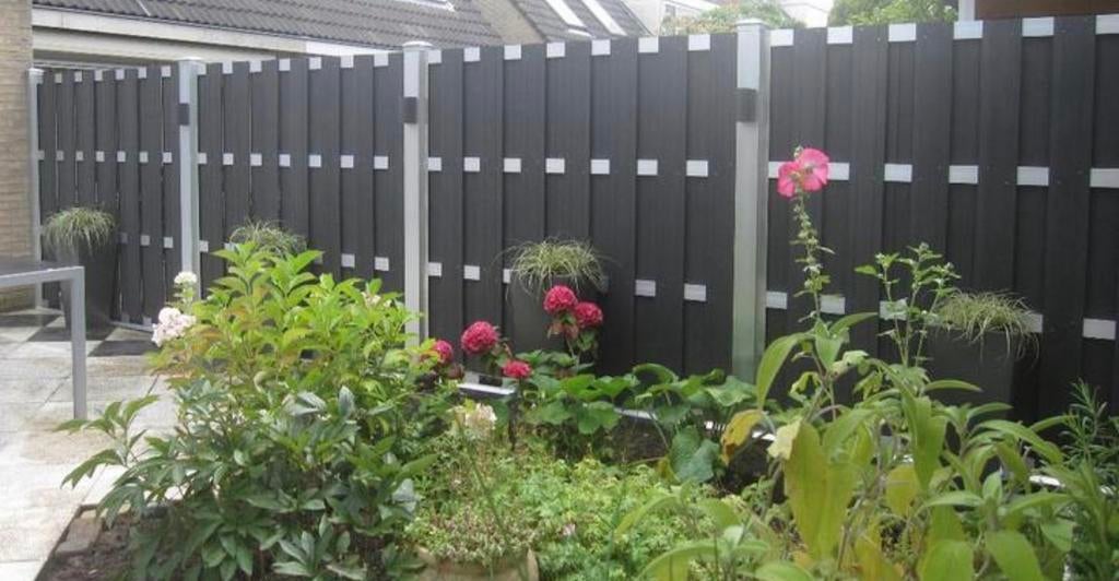 Stevige massief kunststof schuttingen composiet antraciet, Ophalen, Kunststof, 1 tot 2 meter, Minder dan 3 meter