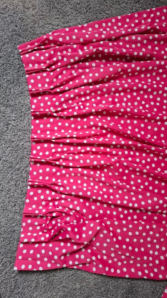 Gordijnen roze met witte stippen, diverse maten, Zo goed als nieuw, 100 tot 150 cm, Overige kleuren, 50 tot 100 cm