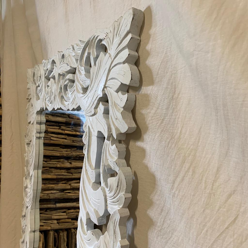 Barok Spiegel - houten lijst - wit - 200 x 100 cm -TTM Wonen, TTM Wonen, Meubels – (Perzische) Tapijten en Woonaccessoires, 200 cm of meer