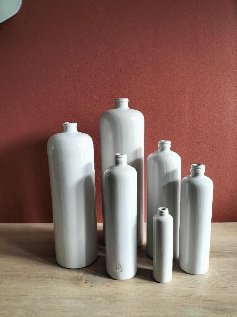 Zes decoratieve Beeerenburg kruiken l verschillende maten, Ophalen, Vintage, Gebruikt, Grijs