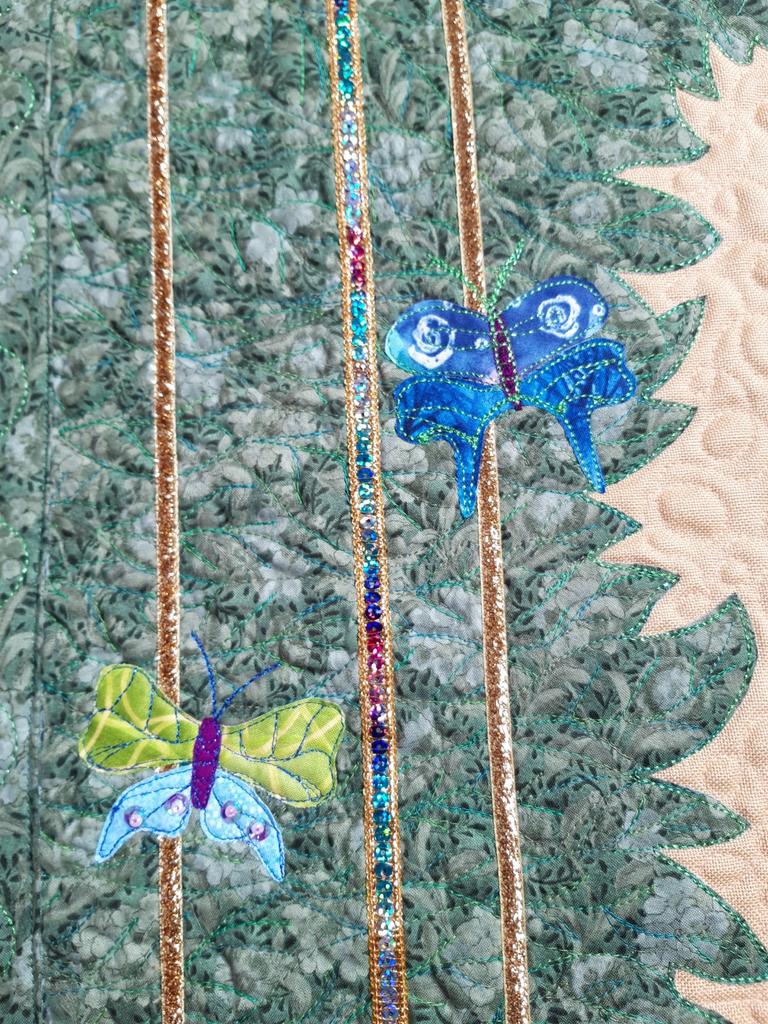 Handgemaakt Quilt Wandkleed met Vlinders en Bloemen, Hobby en Vrije tijd, Knutselen, Nieuw, Textiel, Ophalen of Verzenden