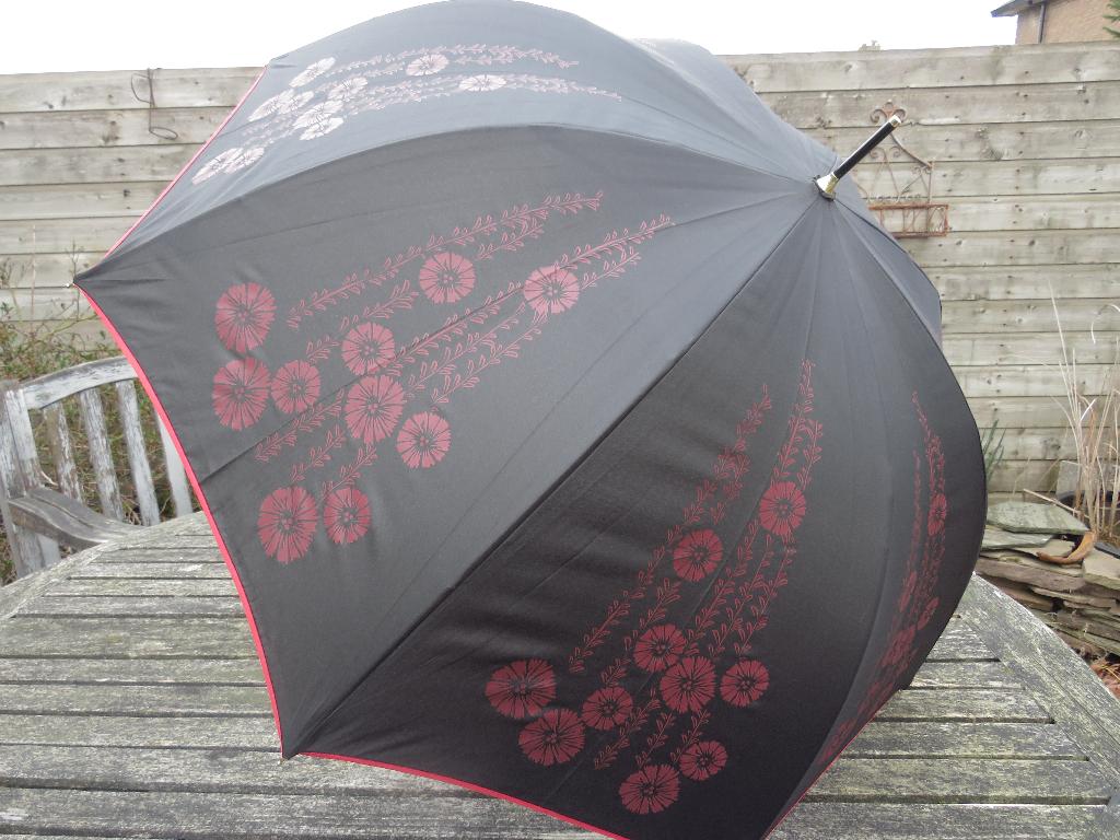 blauw rode half automatische paraplu waterfront UV, Ophalen, Gebruikt, Zwart