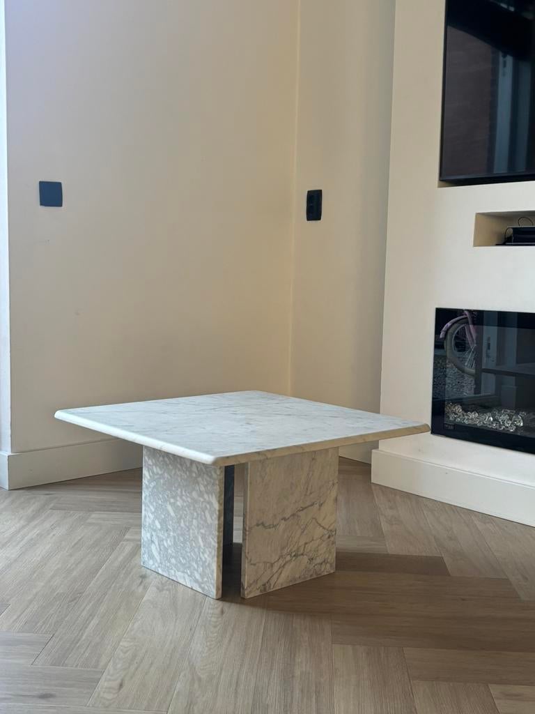 Carrara Marmeren Salontafel, Ophalen of Verzenden, Zo goed als nieuw, Overige materialen, Travertin japandi vintage marmeren natuursteen