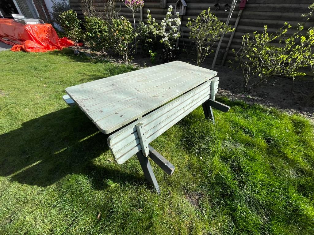 Mooie picknicktafel iseaal voor de zomer, Ophalen of Verzenden, Zo goed als nieuw, Rechthoekig, Hout