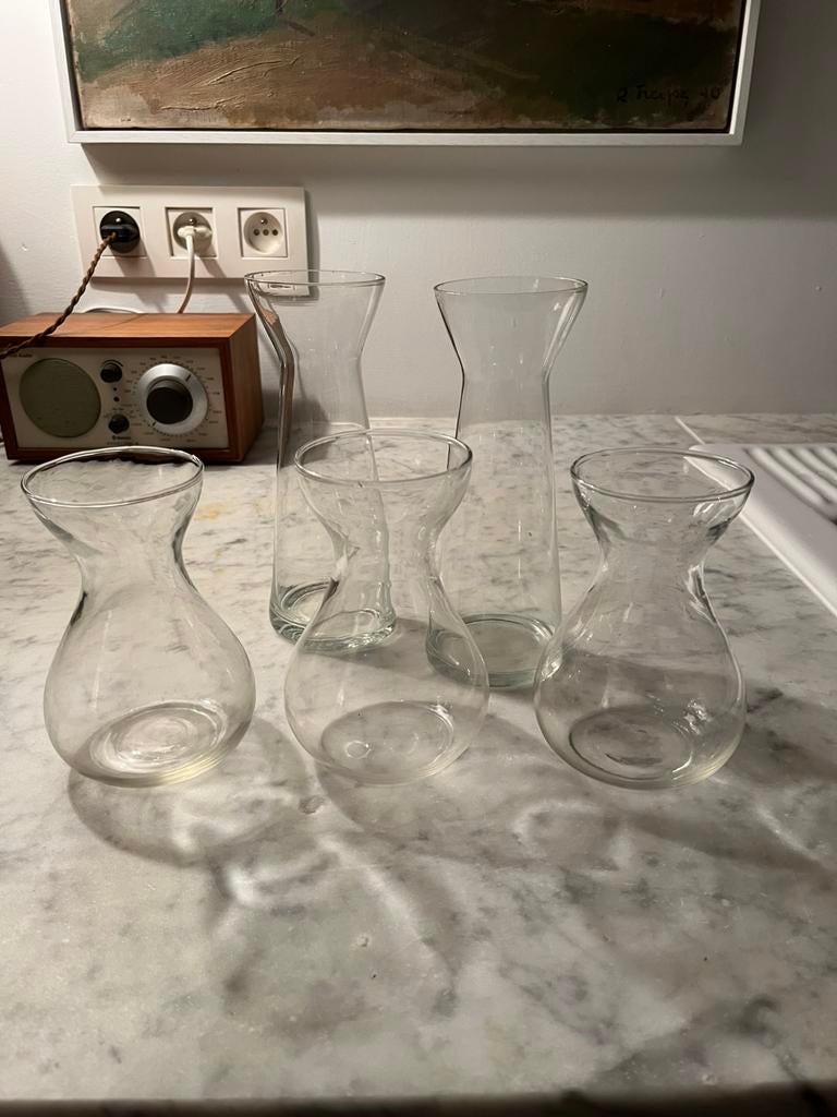 ANTIEKE VAZEN HYACINTHGLAS 5 STUKS GLAS BLOEMEN, Antiek en Kunst, Ophalen of Verzenden