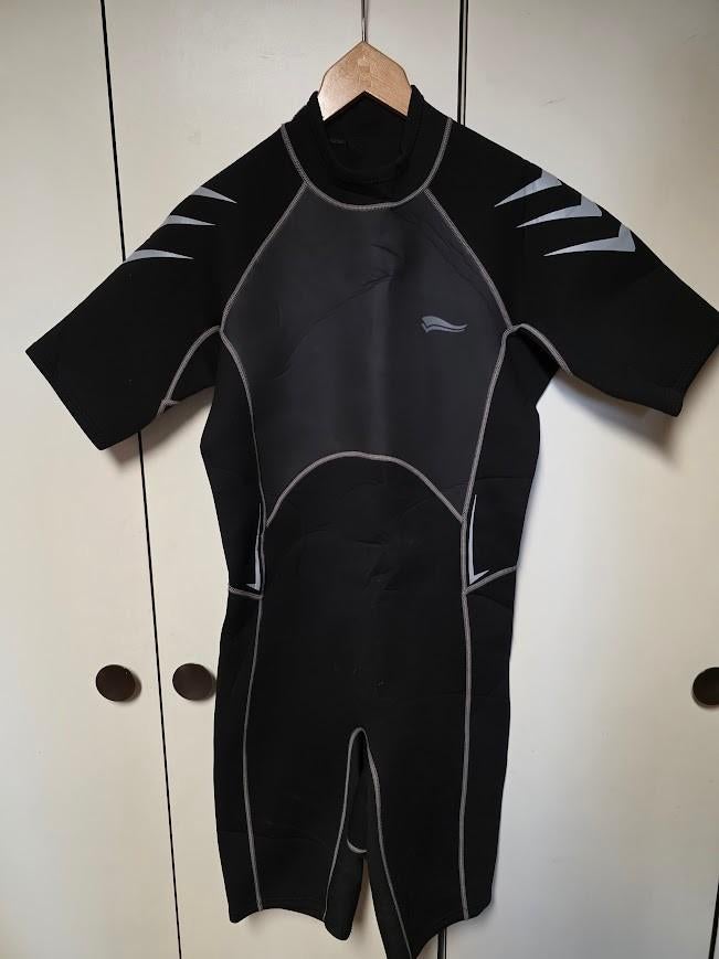 Wetsuit m 56 met  zwemvliezen, duikbril en 2 snorkels + tas, Ophalen, Zo goed als nieuw, Dame of Heer, Wetsuit