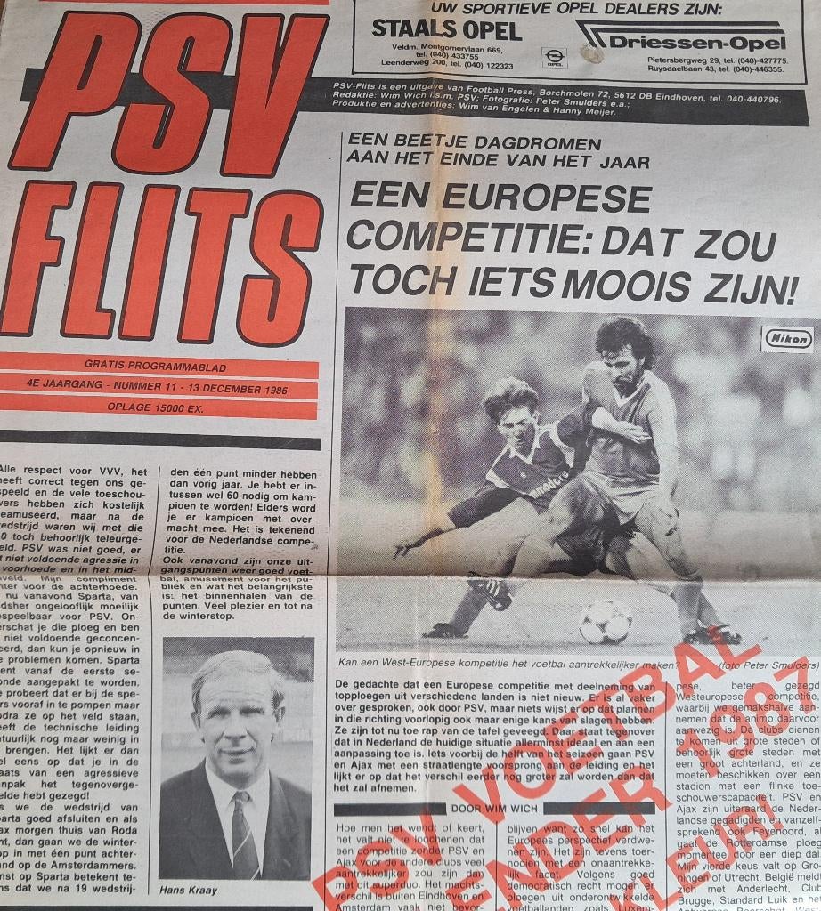PSV - Sparta 1986/1987, Ophalen of Verzenden, Gebruikt, PSV, Boek of Tijdschrift