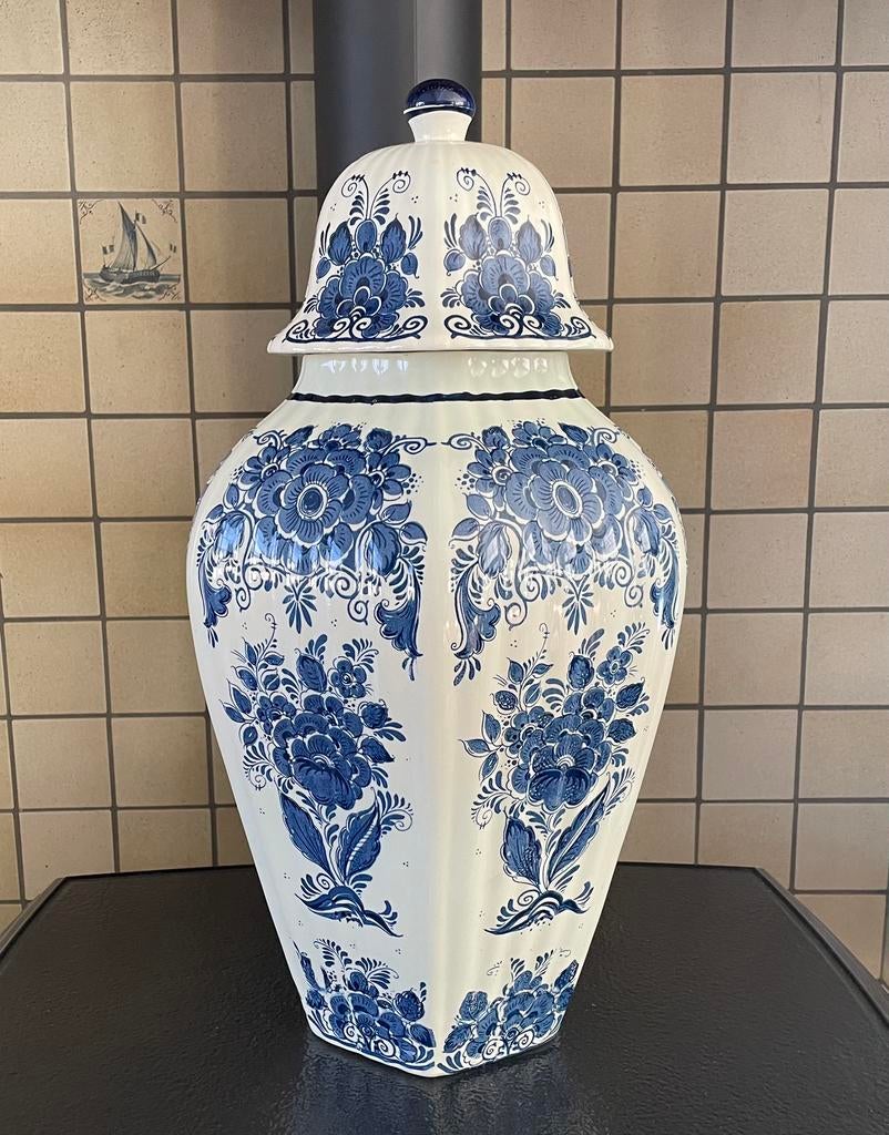 Grote (55cm) Delfts blauwe dekselvaas – De Distel, Ophalen