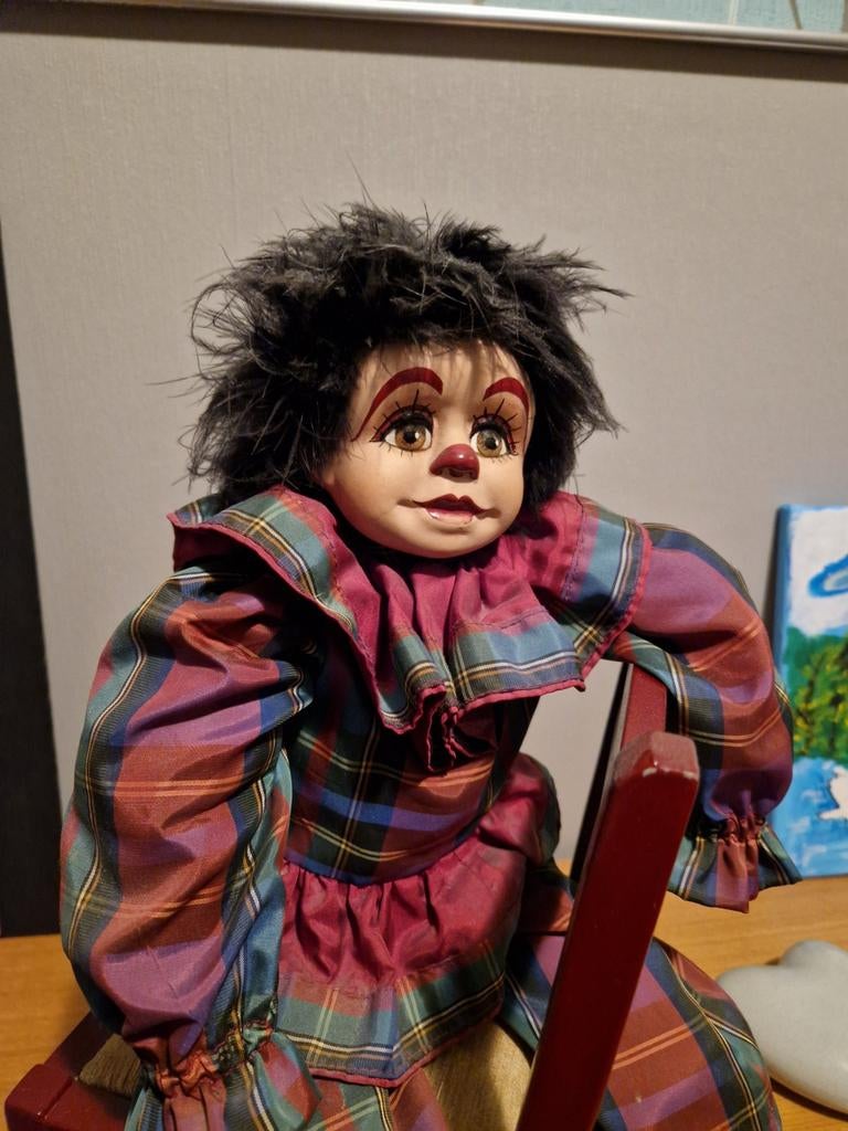 Pierrot pop met geruite kleding, Verzamelen, Ophalen of Verzenden