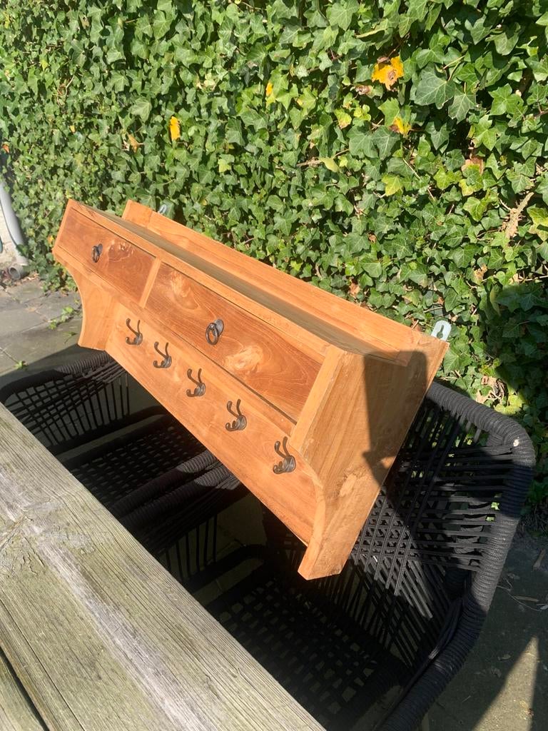 Teak kapstok, Wandkapstok, Ophalen of Verzenden, Zo goed als nieuw, Minder dan 100 cm