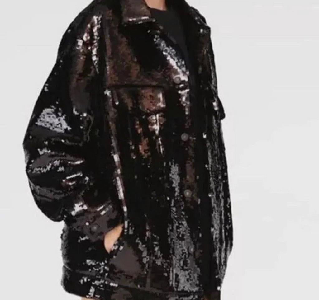 Steven Meisel Zwarte Glitter Pailletten Jack, Ophalen of Verzenden, Nieuw, Maat 42/44 (L), Zwart
