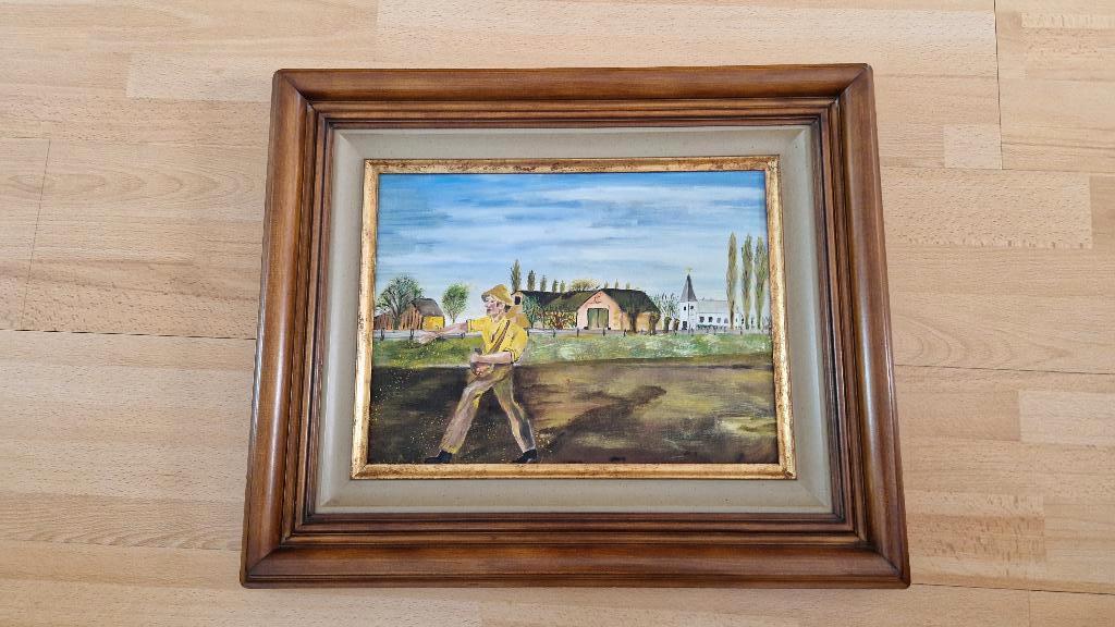 oud schilderij op doek gesigneerd, Ophalen of Verzenden