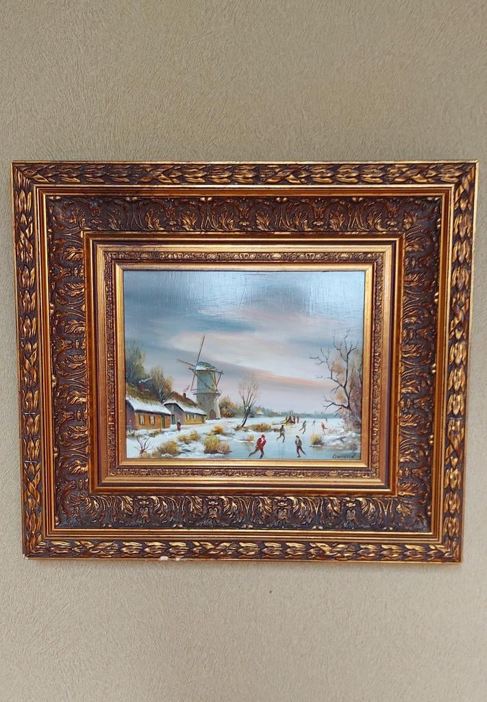 Mooi schilderij Wintertafereel schilder Doornheim, Antiek en Kunst, Kunst | Schilderijen | Klassiek, Ophalen of Verzenden