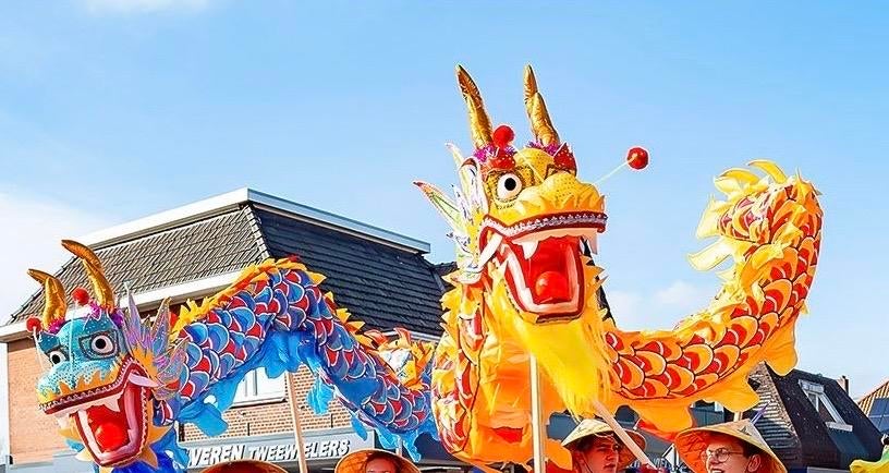 Chinese draak carnaval, Hobby en Vrije tijd, Feestartikelen, Ophalen of Verzenden, Gebruikt, Versiering, Carnaval