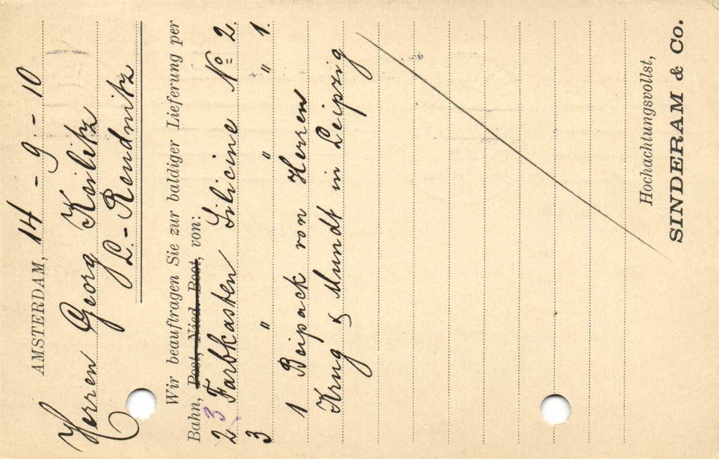 Sinderam + Co., Amsterdam - 09.1910 - briefkaart, Ophalen of Verzenden, Briefkaart