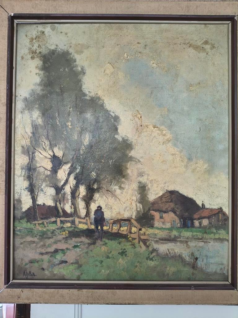 Brabants Landschap door A.F.v.Eek - Olieverf op doek, Antiek en Kunst, Ophalen of Verzenden