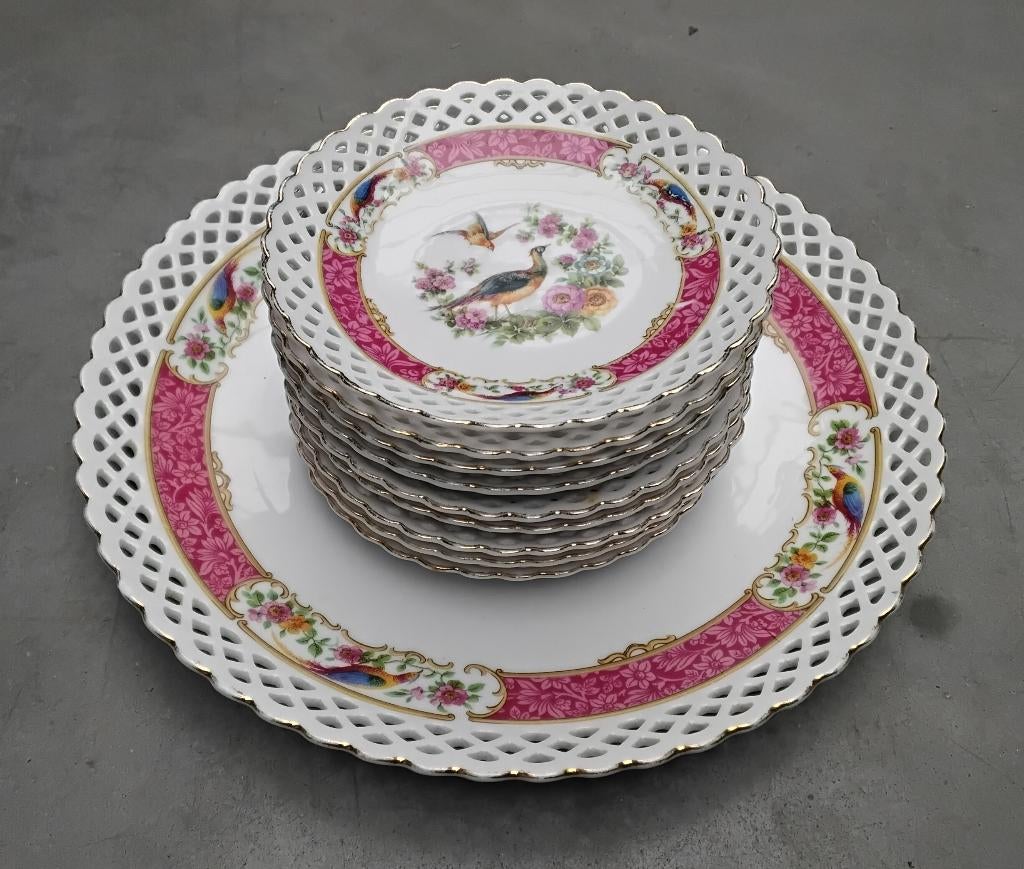 Vintage serveerschaal met bordjes Schumann Bavaria, Ophalen