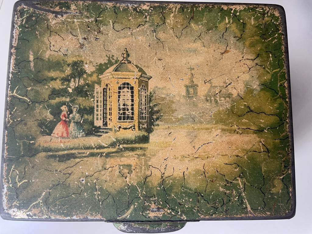 Vintage Douwe Egberts theeblik, Verzamelen, Blikken, Ophalen, Gebruikt, Thee, Douwe Egberts