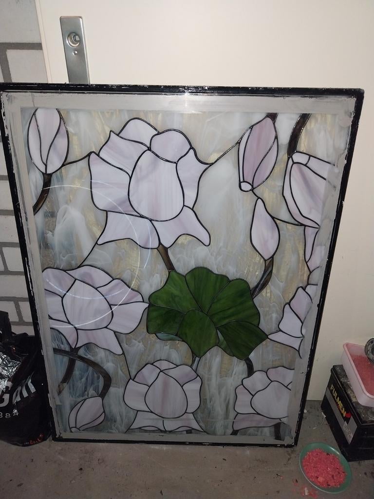 Glas in lood raam met dubbel glas - 71,5x97 cm, Verzenden