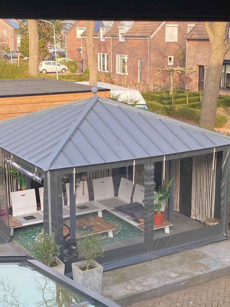 Prieel/ overkapping 400x 400, Tuin en Terras, Overkappingen, Gebruikt, Ophalen