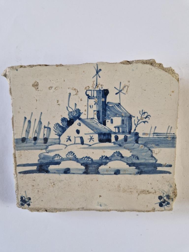 Oude Hollandse tegel met molens, Antiek en Kunst, Antiek | Wandborden en Tegels, Ophalen of Verzenden