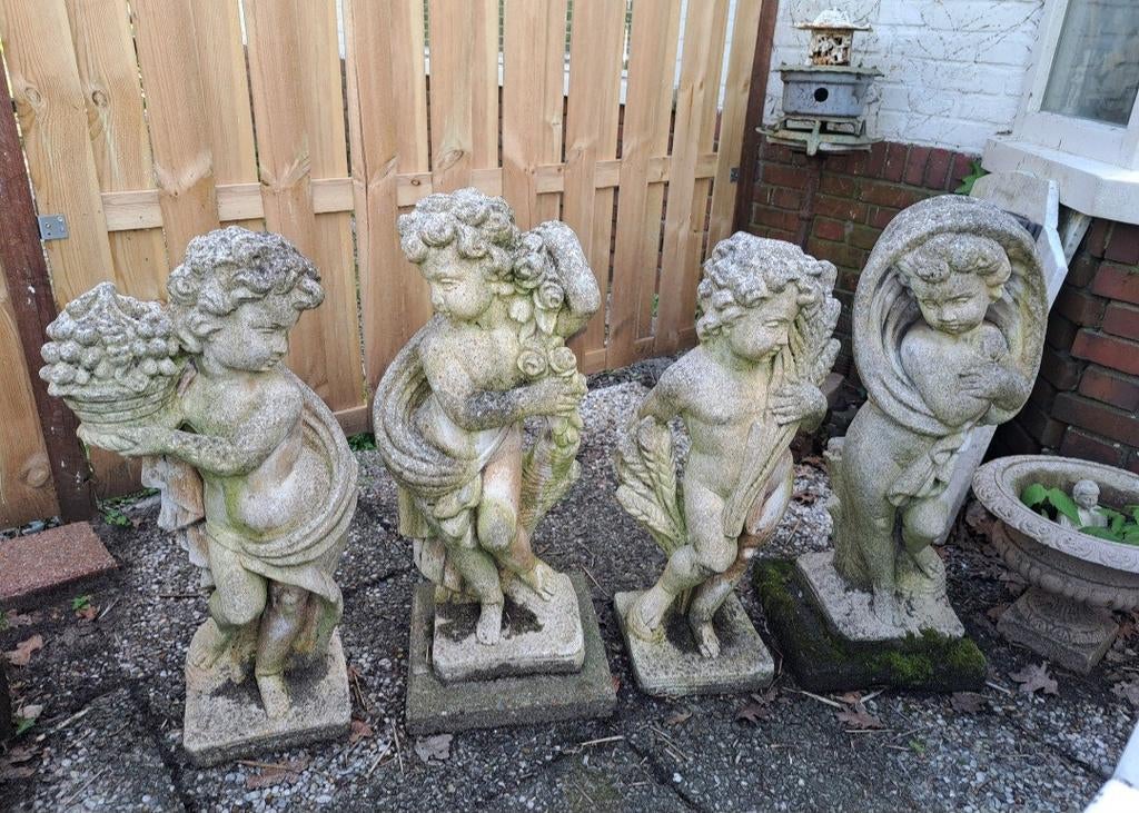 De vier jaargetijden beton 4 putti brocante, Tuin en Terras, Ophalen