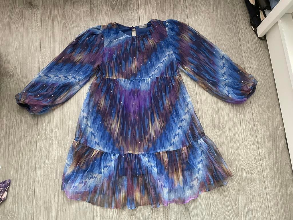 Next meisjes blauwe glitter tule feest jurk mt 116 (6), Ophalen of Verzenden, Zo goed als nieuw, Meisje, Jurk of Rok
