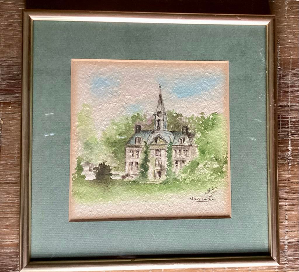 Aquarel Kasteel Hoekelum Ede door Herman G. Ouboter (1984), Ophalen