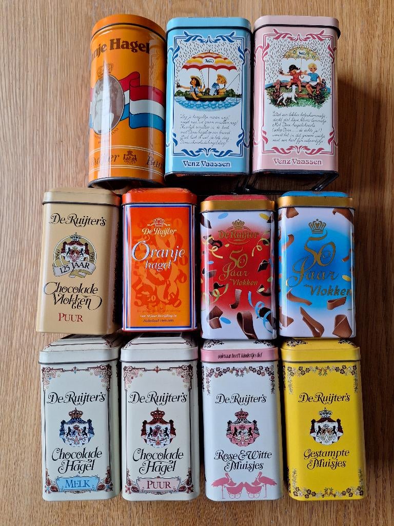 11 Vintage Blikken De Ruijter & Venz | Incl. Jubileumedities, Ophalen of Verzenden, Gebruikt, Overige, Overige merken