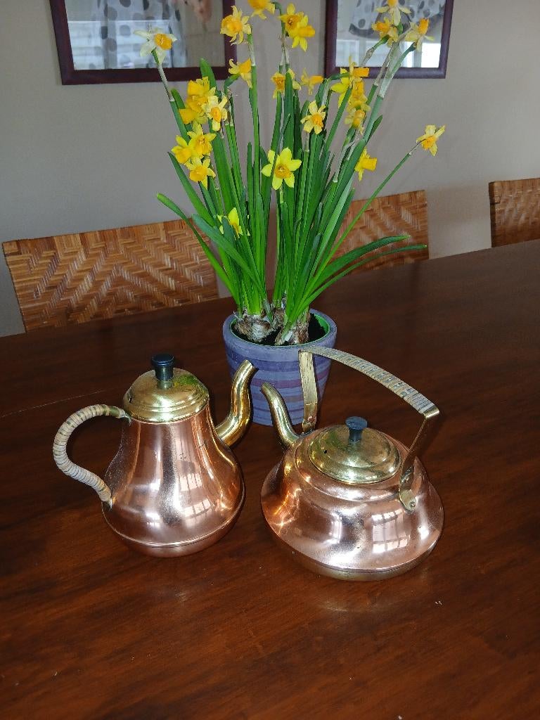 rood koperen waterkoker en koffiekan, Antiek en Kunst, Antiek | Koper en Brons, Ophalen, Koper