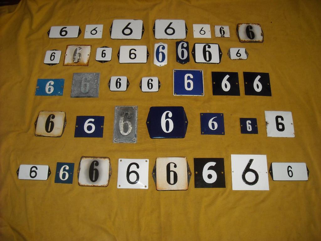 oud emaille huisnummer 6 ook 7 8 9 10 11 12 13 14 15 16 17 1, Ophalen of Verzenden