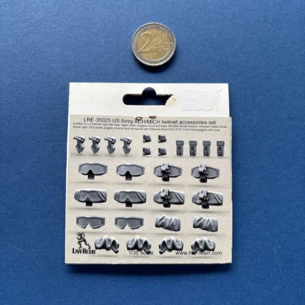 LiveResin LRE35025 US Army ACH/MICH helmet acc SET 1/35, Verzenden, Nieuw, 1:35 tot 1:50