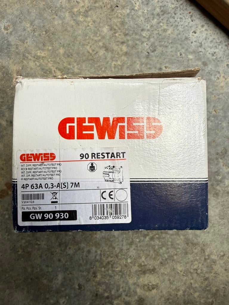 Gewiss Restart 63A autotest aardlek 4-polig, 2 stuks, Ophalen of Verzenden, Nieuw, Schakelaar