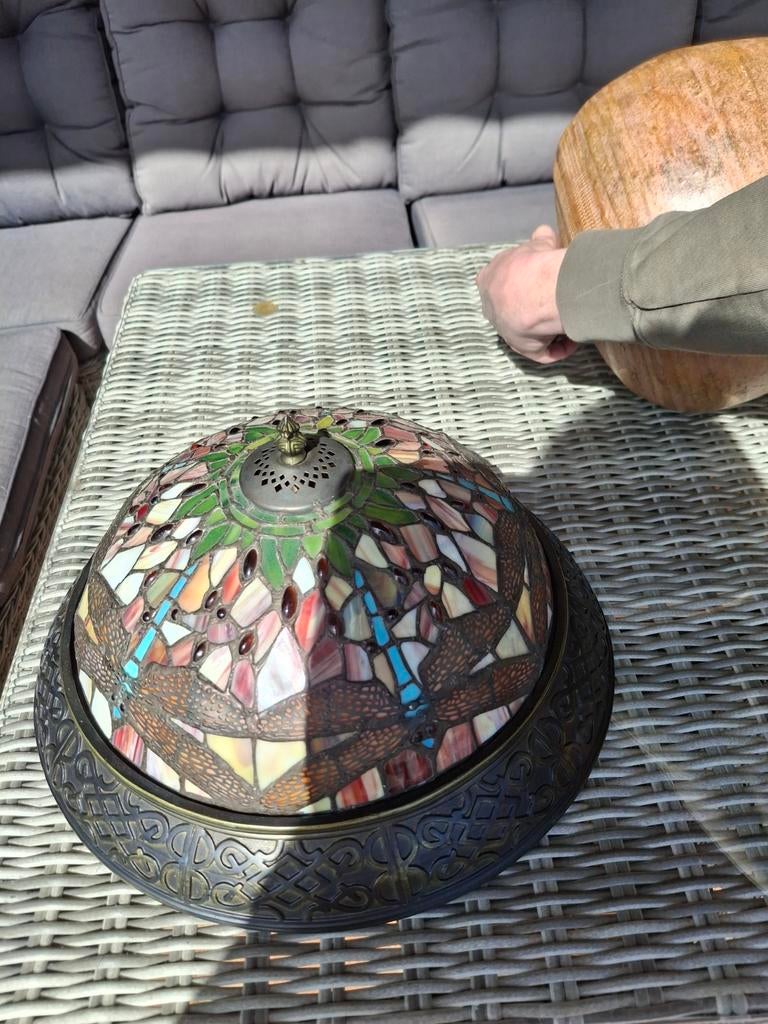 Tiffany  met libelles gaaf plafonnière  diameter  38cm, Ophalen of Verzenden