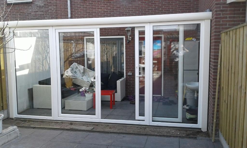 4-DELIGE KANTELSCHUIFPUIEN IN WIT KUNSTSTOF 5000 X 2100, Kunststof, 225 cm of meer, Nieuw, Ophalen of Verzenden