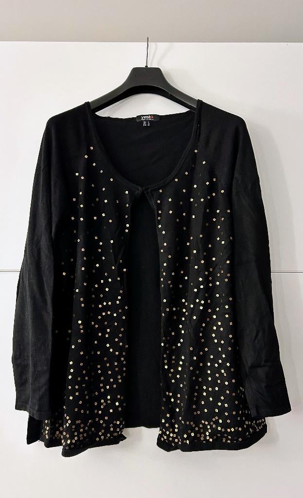 Yesta zwarte gilet met gouden pailetten, Zwart, Maat 46/48 (XL) of groter, Yesta, Ophalen of Verzenden