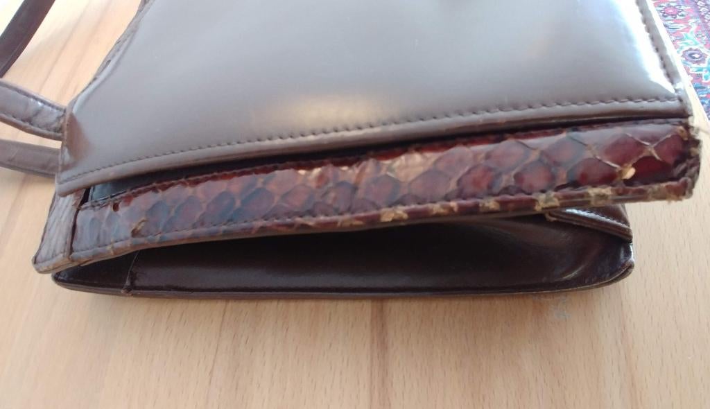 leren damestas bruin vintage handtas leren damestas bruin, Sieraden, Tassen en Uiterlijk, Ophalen of Verzenden, Bruin, Handtas