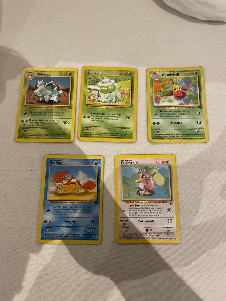 Oude Pokémon kaarten uit 1995, 1996, 1998, Verzenden, Zo goed als nieuw, Meerdere kaarten