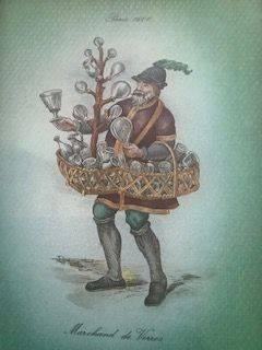 De Glasverkoper vintage glas-in-lood raamhanger, Ophalen