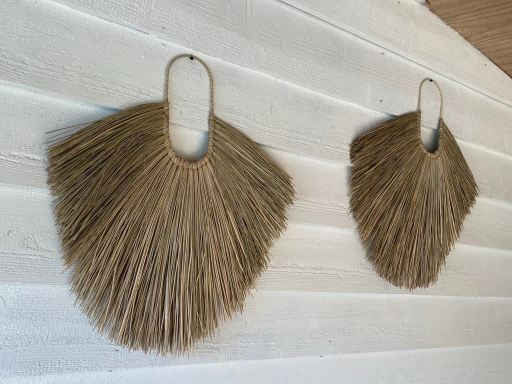 Handgemaakte Zeegras Waaier - Bohemian Wanddecoratie, Huis en Inrichting, Ophalen of Verzenden, Nieuw