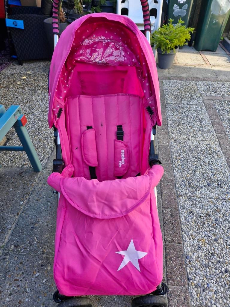 Roze Asalvo buggy., Kinderen en Baby's, Buggy's, Ophalen, Gebruikt, Overige merken, Verstelbare rugleuning