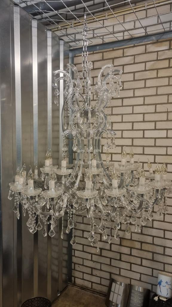 Prachtige Grote Hanglamp - Kroonluchter 150x160 cm, Ophalen, Gebruikt, Glas, Klassiek, Barok, Glamour