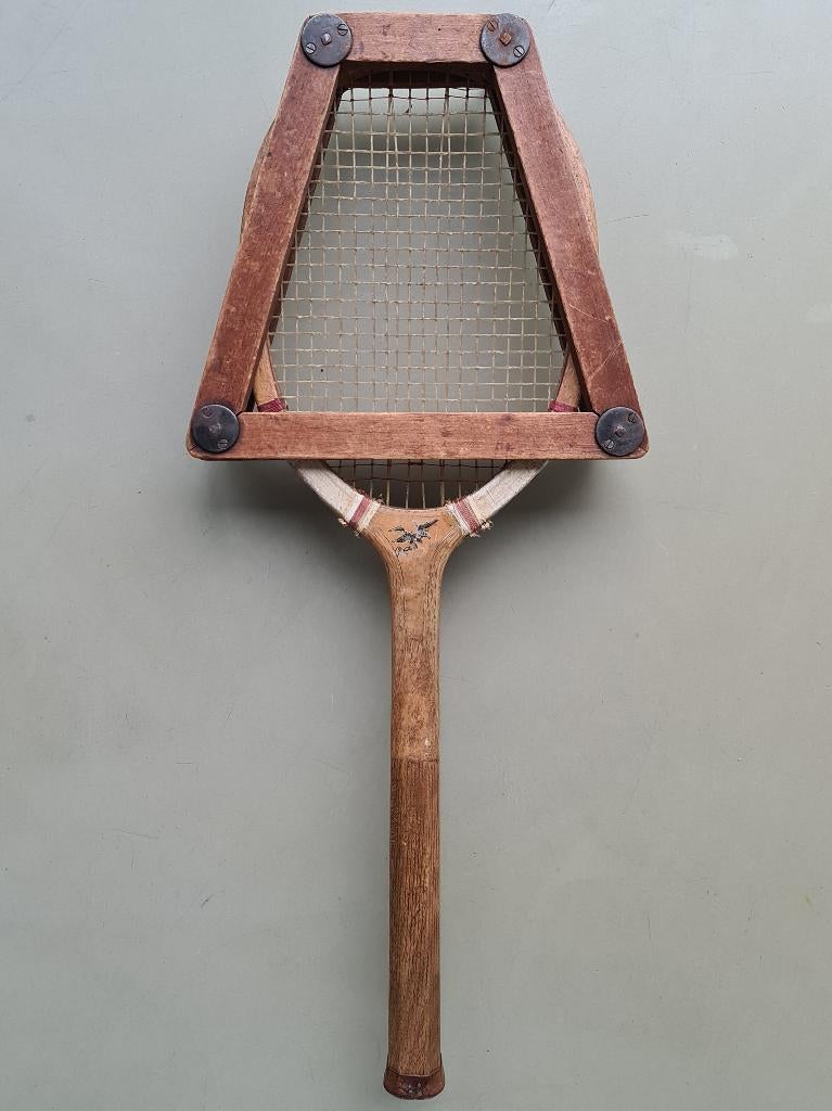 antiek houten Eastbourne tennis-racket darm snaren decoratie, Overige merken, Gebruikt, Ophalen of Verzenden, Racket