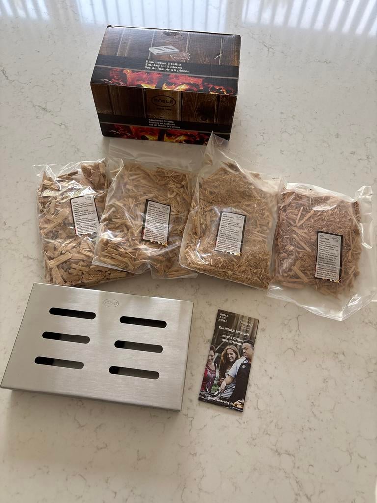Rosle rokersset met rookbox en 4 soorten houtsnippers, Ophalen of Verzenden, Nieuw