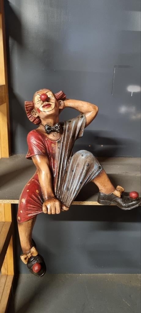 Houten beeld van een clown, Verzamelen, Beelden en Beeldjes, Ophalen, Mens