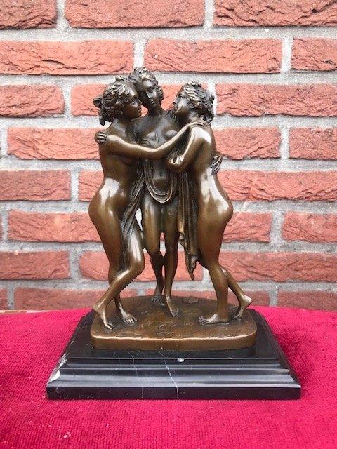 prachtig klassiek bronzen beeld: DE DRIE GRATIËN, Ophalen of Verzenden
