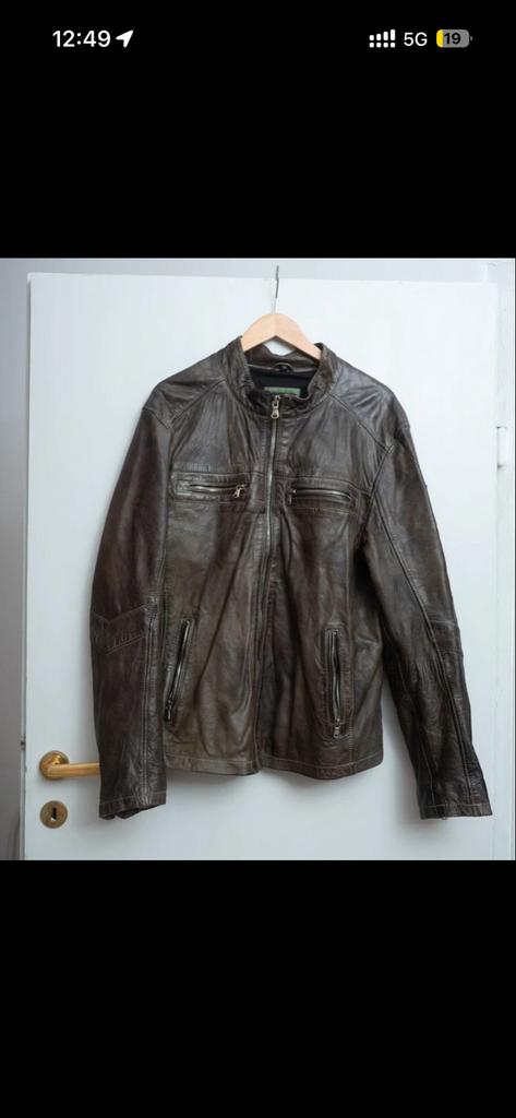 Bruine leren jas - Maat M Otto Kern Leather Jacket - Size 54, Ophalen of Verzenden, Zo goed als nieuw, Maat 48/50 (M), Bruin