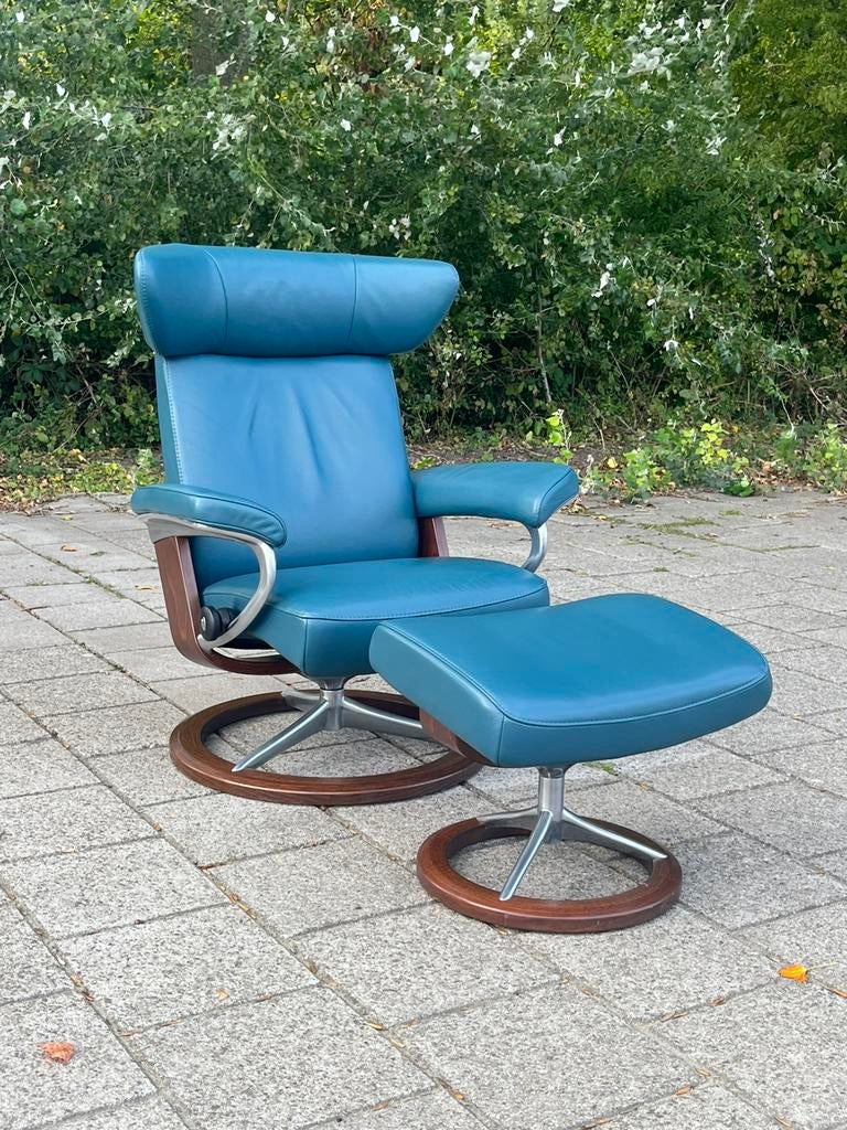 Stressless relax fauteuil met voetenbank, Ophalen of Verzenden, Zo goed als nieuw, Minder dan 75 cm, 50 tot 75 cm