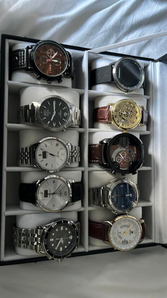 Mooie doos met dure horloges, Ophalen of Verzenden, Zo goed als nieuw, Staal, Overige merken